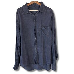 Transit Uomo Mens Shirt 120 Button Down Linen Italy Luxury Navy Blue XL
